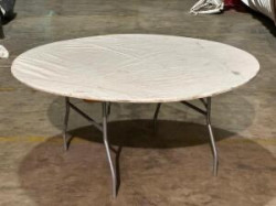 72 Round White Wood Folding Table